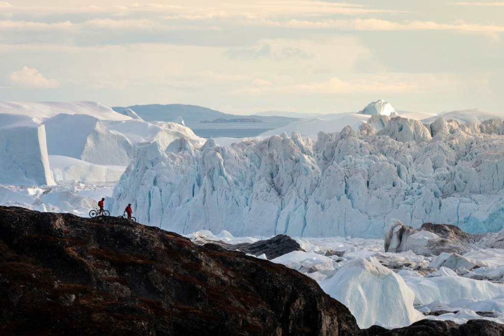 Two Mountain Bikers at Icefjord. Photo - Ben Haggar, Visit Greenland